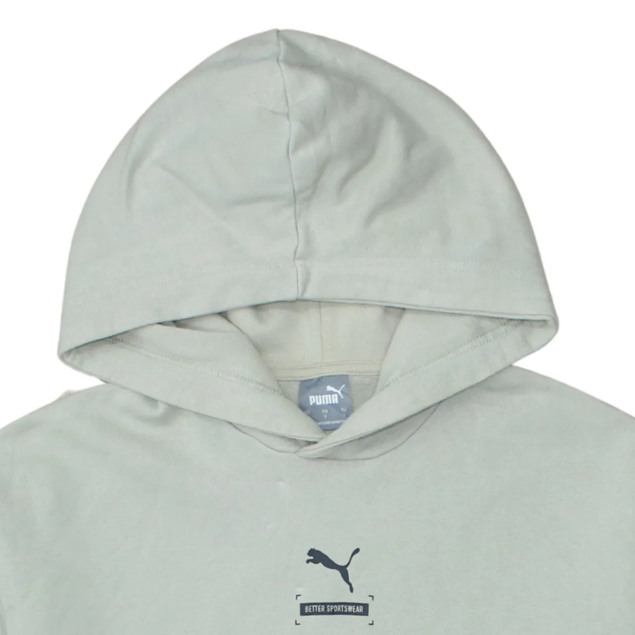 Puma Light Beige Hoodie Women's Large Printed Chest Logo Ribbed Cuffs Pullover Sweatshirt sold by Vintage Club product image thumbnail 3