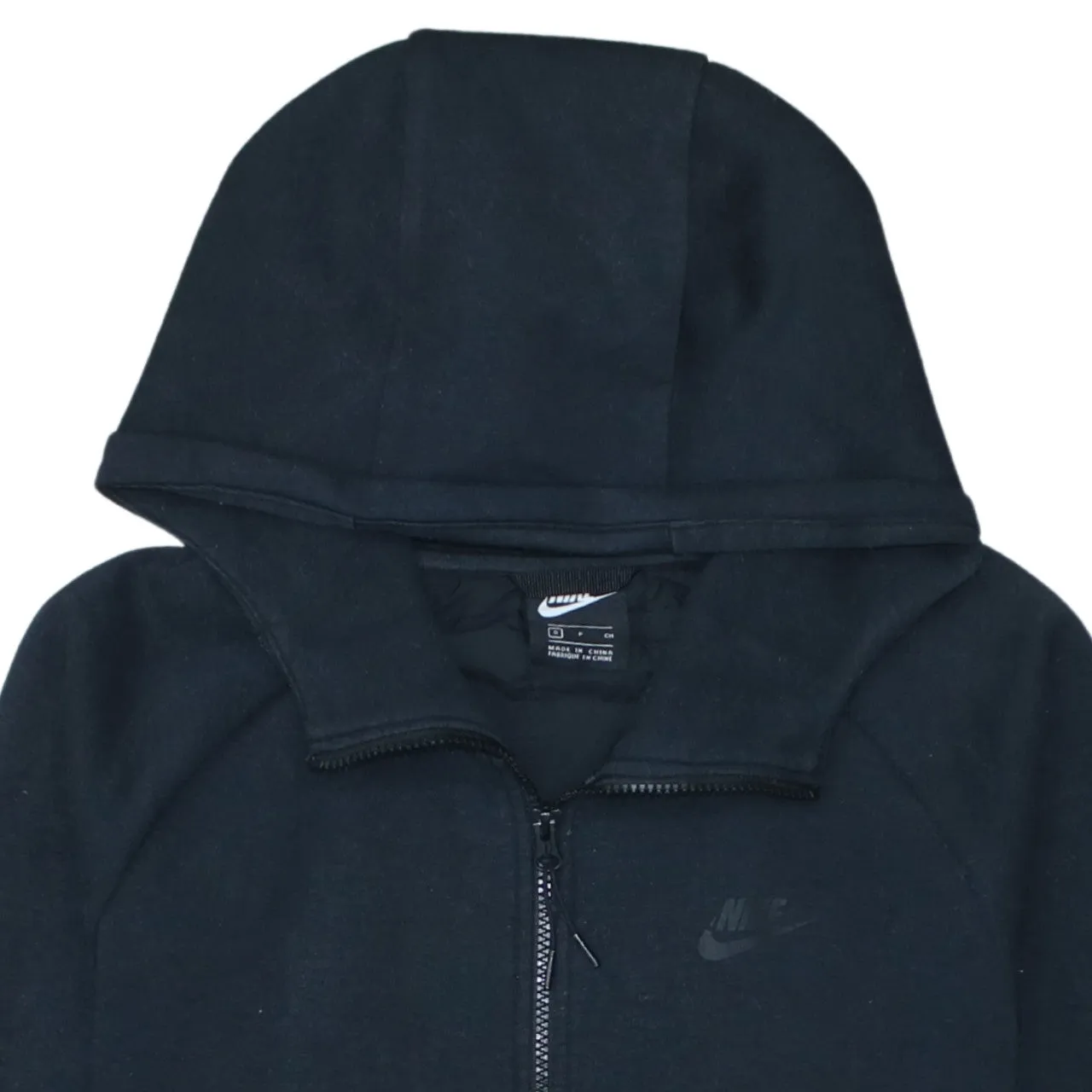 Nike Black Full Zip Hoodie Men's Small Embroidered Swoosh Quilted Back Sweatshirt sold by Vintage Club product image thumbnail 3