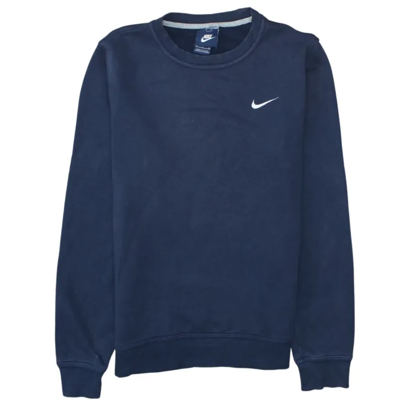 Nike Navy Blue Sweatshirt Men's Small Embroidered Swoosh Logo Crewneck Pullover Fleece Top sold by Vintage Club