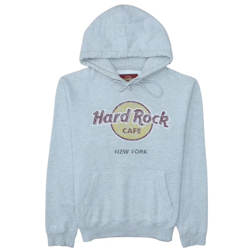 Hard Rock Cafe Light Grey Hoodie Women’s Large Printed New York Logo Front Pocket Sweatshirt sold by Vintage Club