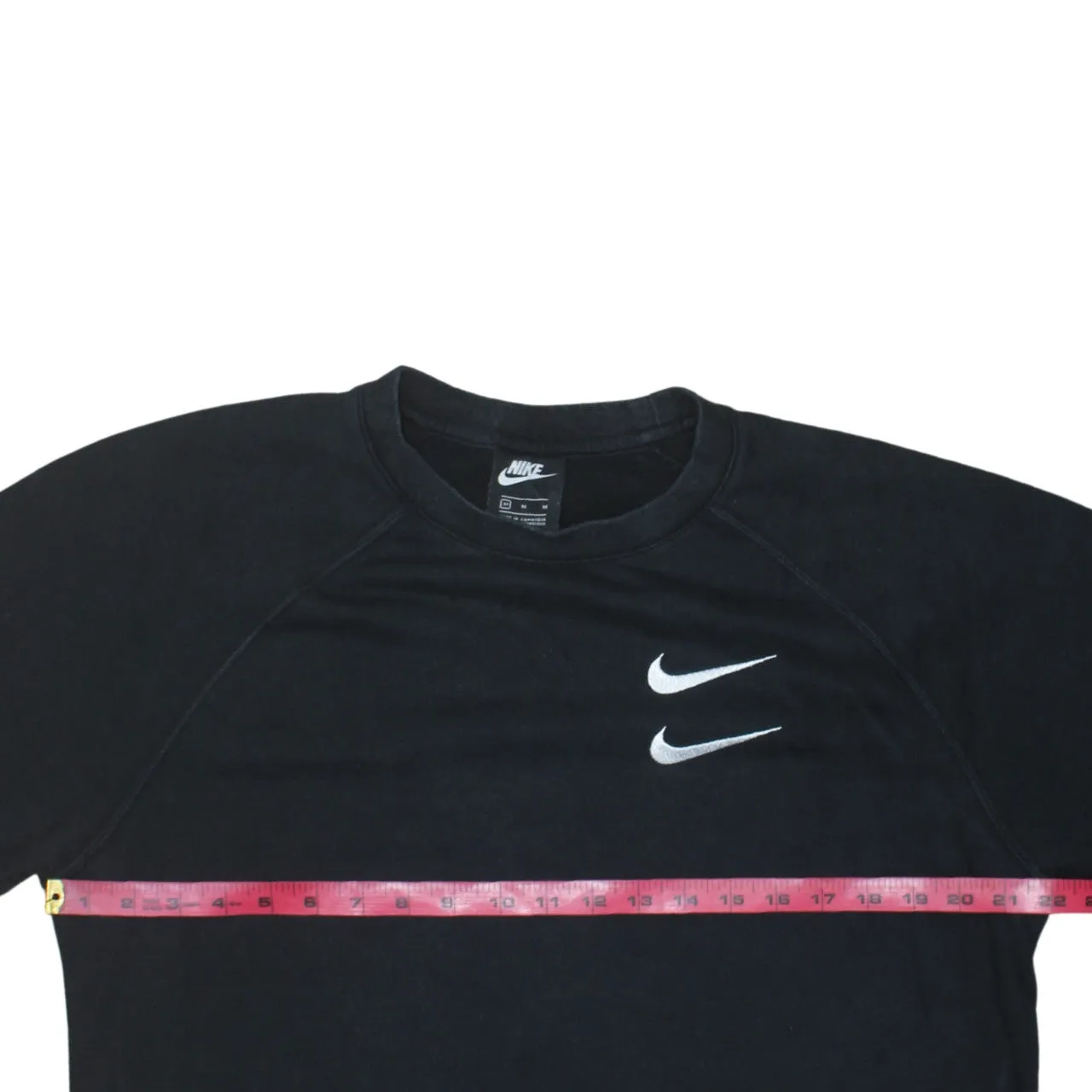Nike Black Sweatshirt Men's Medium Printed Swoosh Logos Text Back Crewneck Pullover Top sold by Vintage Club product image thumbnail 5