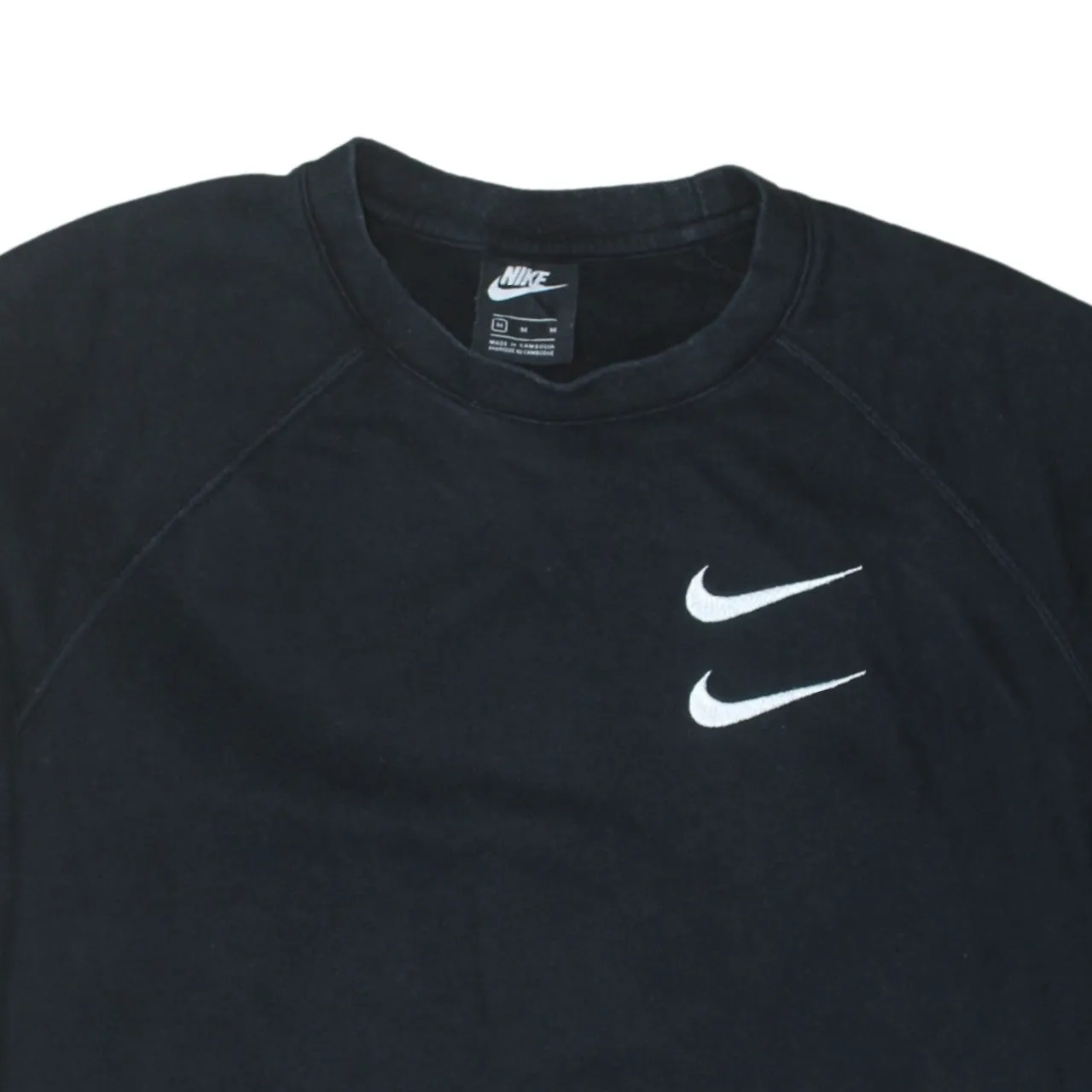 Nike Black Sweatshirt Men's Medium Printed Swoosh Logos Text Back Crewneck Pullover Top sold by Vintage Club product image thumbnail 3