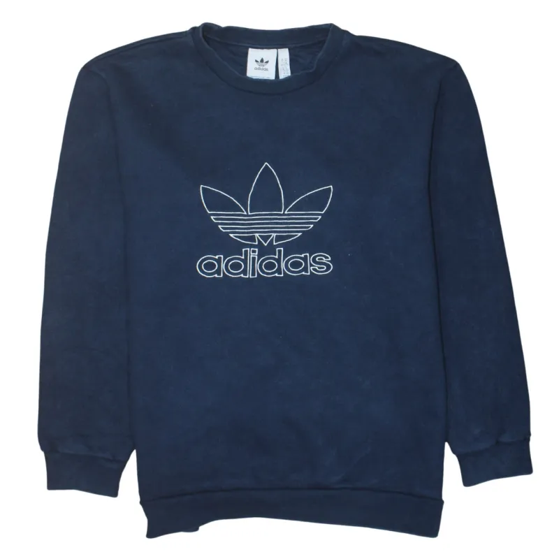 Adidas Navy Blue Sweatshirt Men's XLarge Trefoil Embroidered Logo Crewneck Pullover Fleece Top sold by Vintage Club