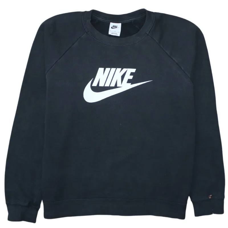 Nike Black Crewneck Sweatshirt Men's XLarge Printed Logo Raglan Sleeve Pullover Fleece Top sold by Vintage Club