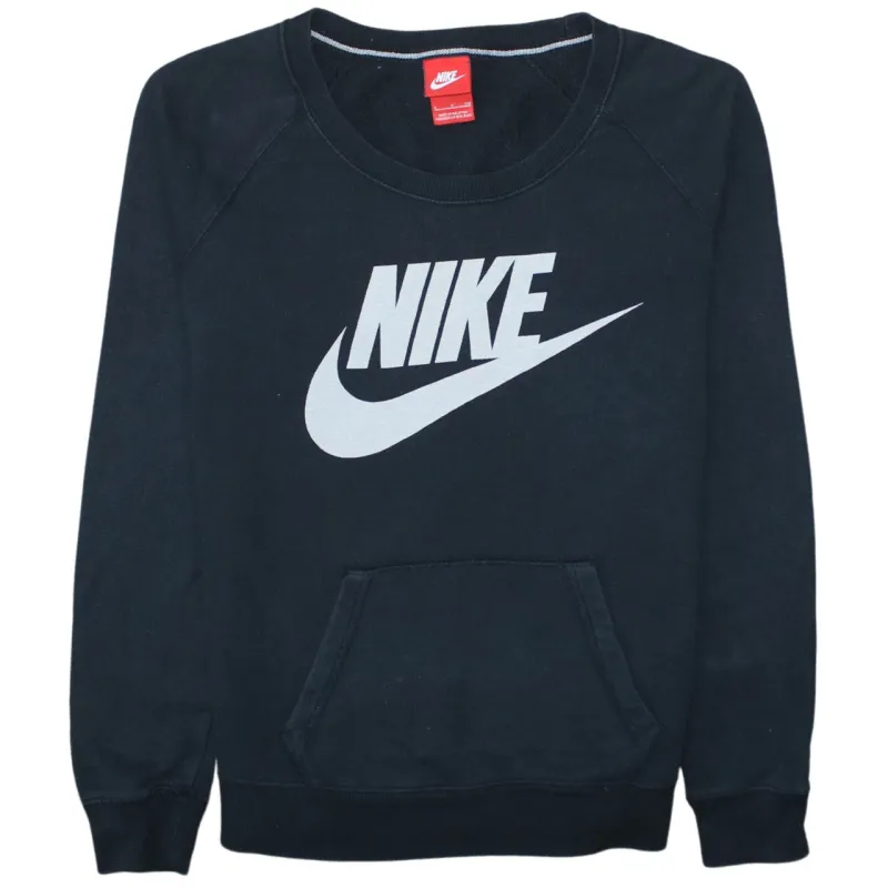 Nike Black Sweatshirt Men's Small Printed Logo Front Pouch Crewneck Pullover Top made by Nike
