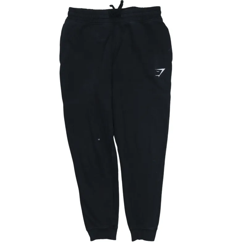 Gymshark Black Joggers Men’s Small Elastic Waist Cuffed Hem Printed Logo Sweatpants made by Gymshark