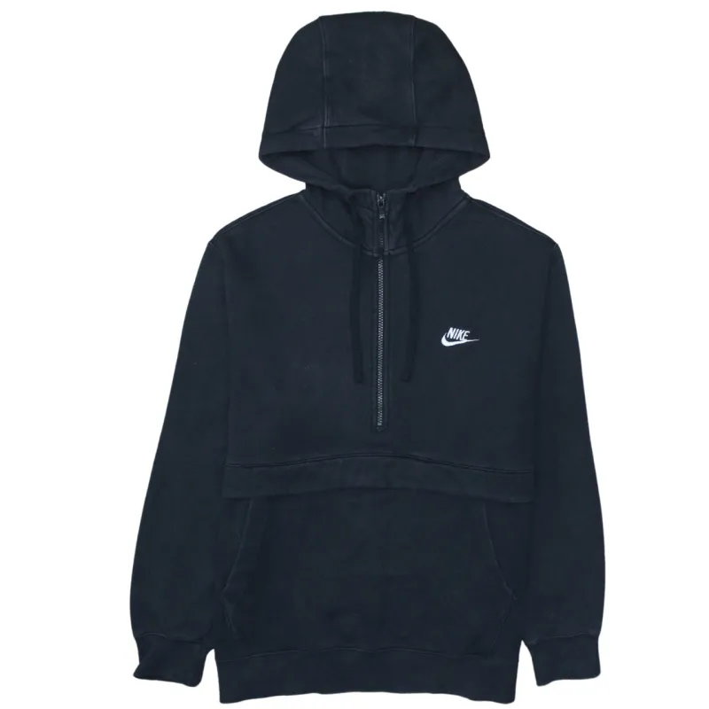 Nike Black Half Zip Hoodie Men's Large Embroidered Swoosh Front Pocket Pullover Sweatshirt made by Nike