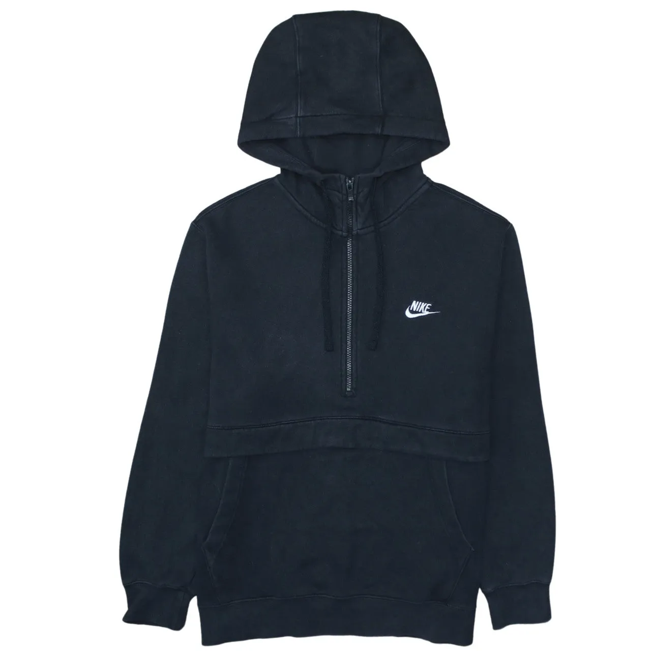 Nike Black Half Zip Hoodie Men's Large Embroidered Swoosh Front Pocket Pullover Sweatshirt sold by Vintage Club