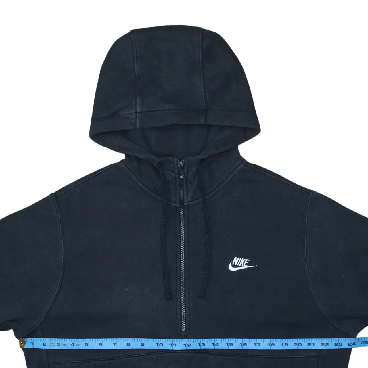 Nike Black Half Zip Hoodie Men's Large Embroidered Swoosh Front Pocket Pullover Sweatshirt sold by Vintage Club product image thumbnail 5