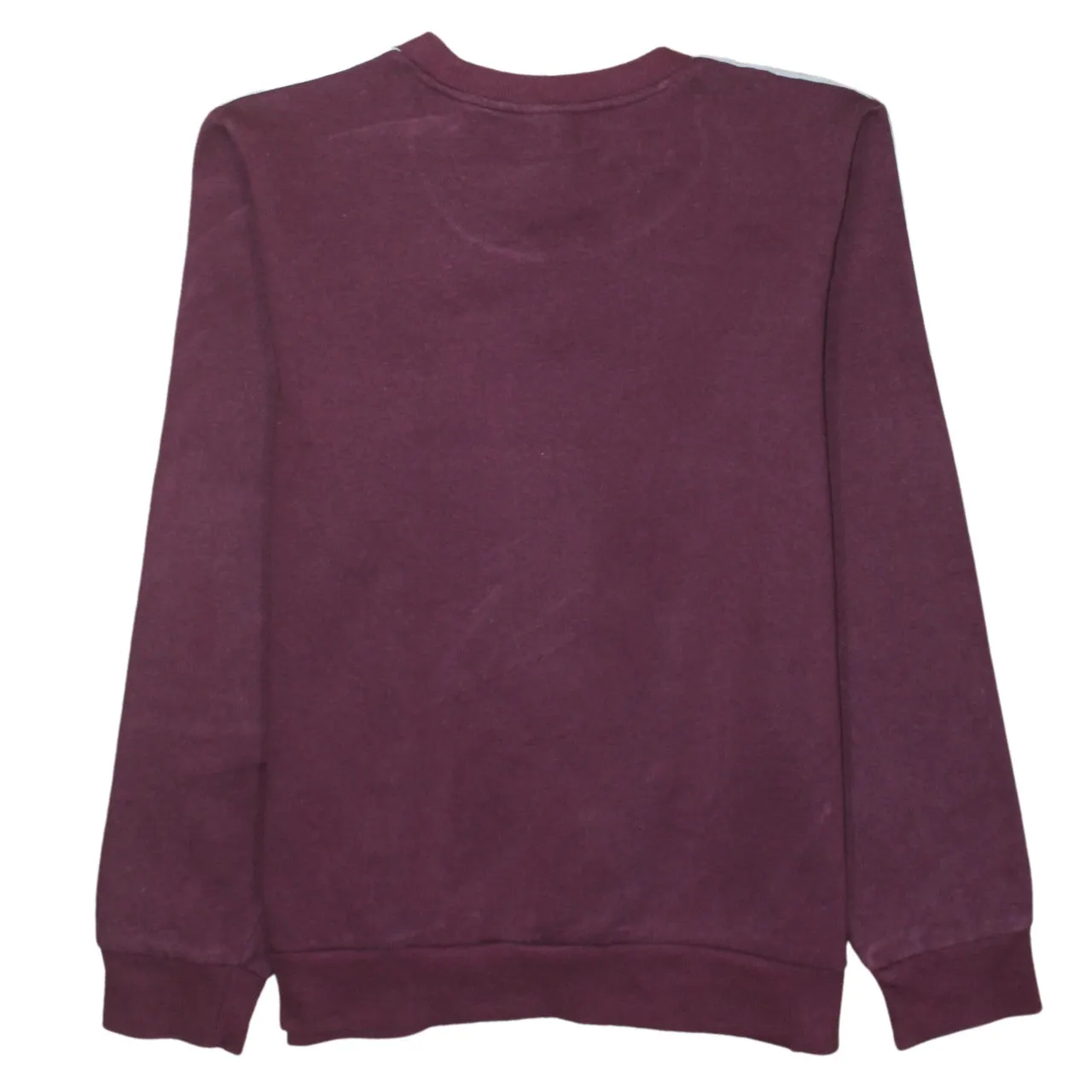 Adidas Burgundy Red Sweatshirt Women's Large Embroidered Chest Logo Three Stripe Sleeves Pullover Jumper sold by Vintage Club product image thumbnail 2