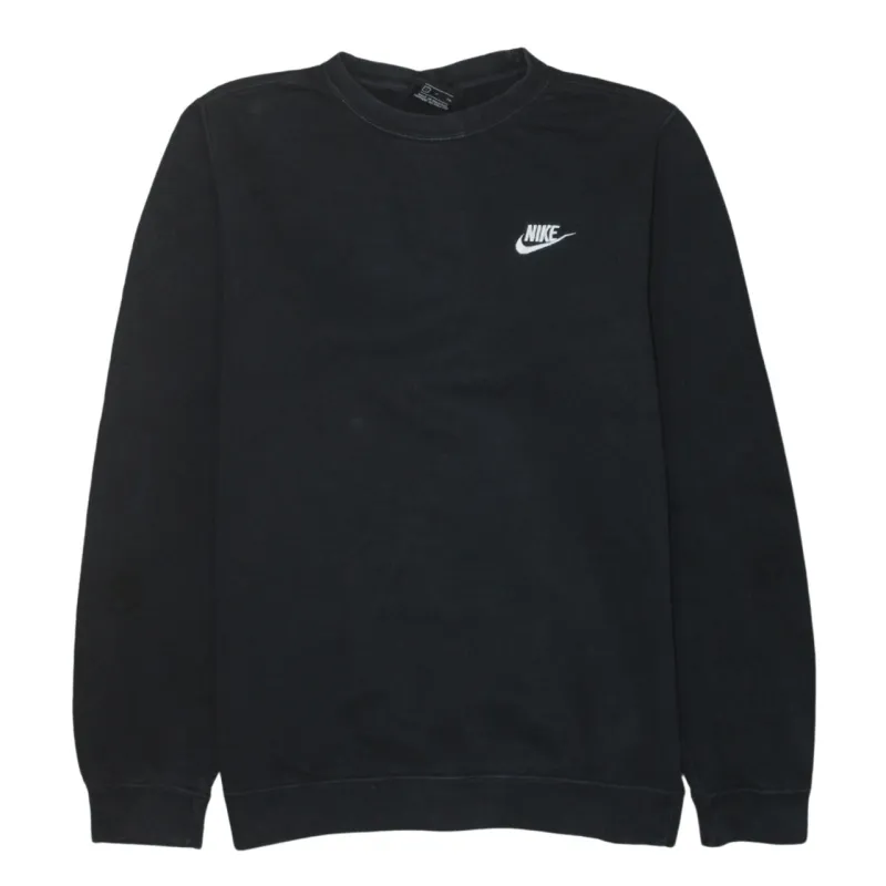 Nike Black Sweatshirt Men's Small Embroidered Swoosh Logo Crewneck Pullover Jumper sold by Vintage Club