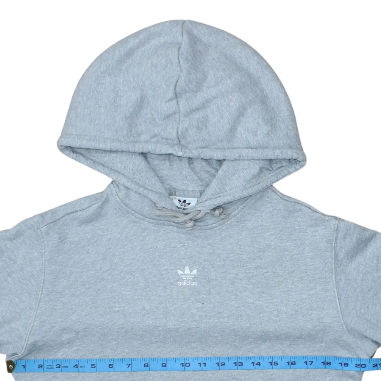 Adidas Light Grey Hoodie Women's Small Trefoil Printed Logo Front Pocket Pullover Sweatshirt sold by Vintage Club product image thumbnail 5