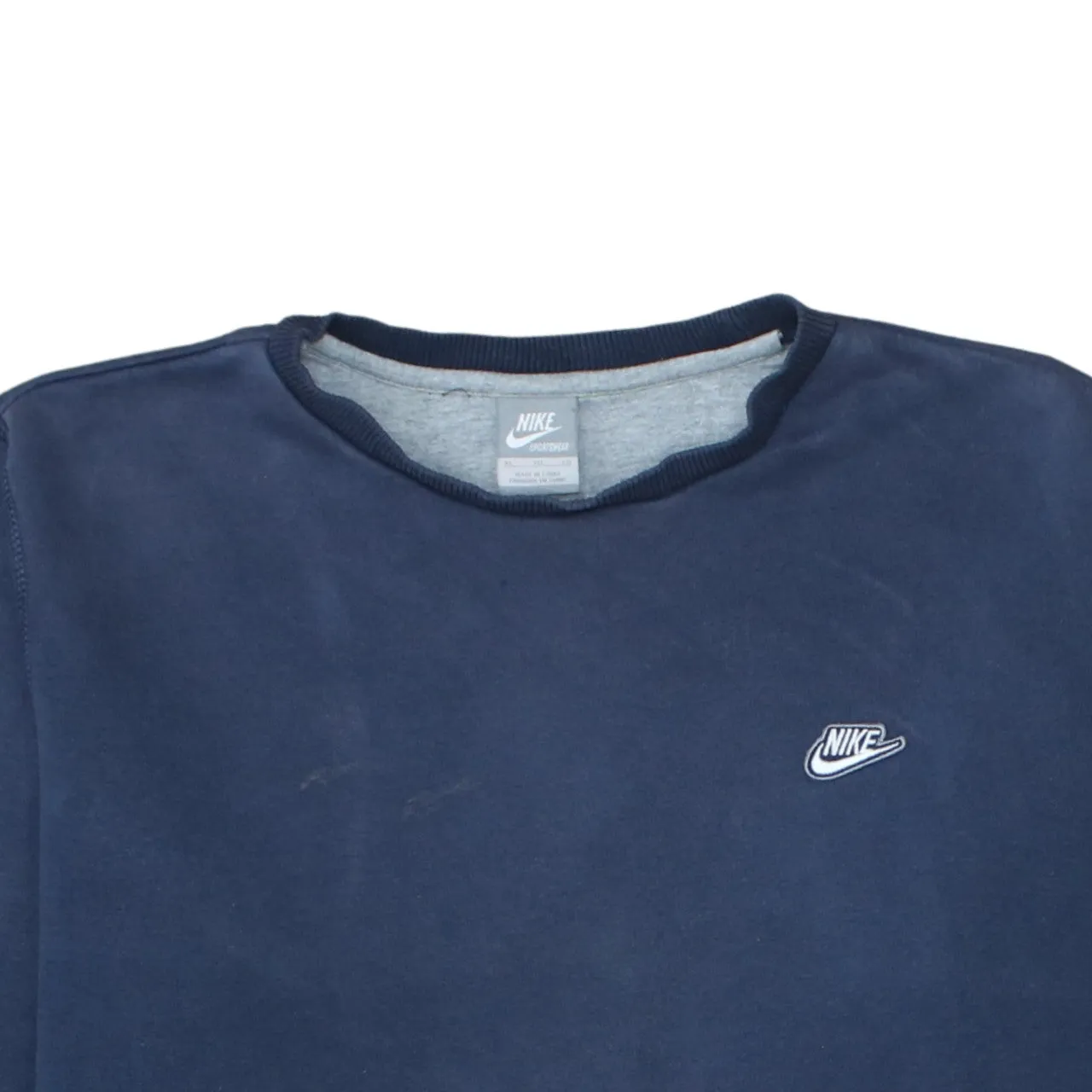 Nike Navy Blue Sweatshirt Men’s XLarge Embroidered Chest Logo Ribbed Cuffs Pullover Jumper sold by Vintage Club product image thumbnail 3