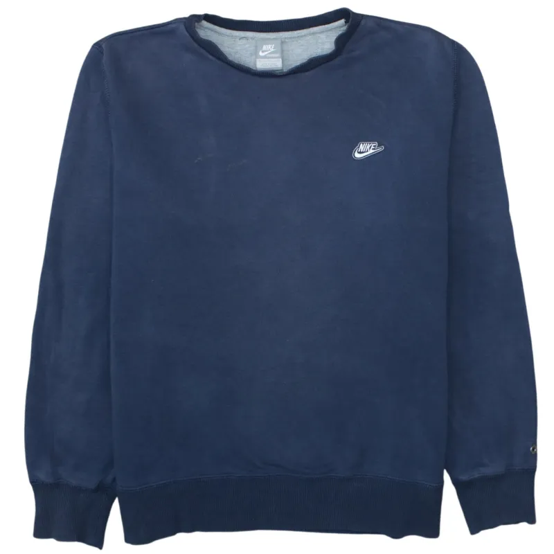 Nike Navy Blue Sweatshirt Men’s XLarge Embroidered Chest Logo Ribbed Cuffs Pullover Jumper made by Nike