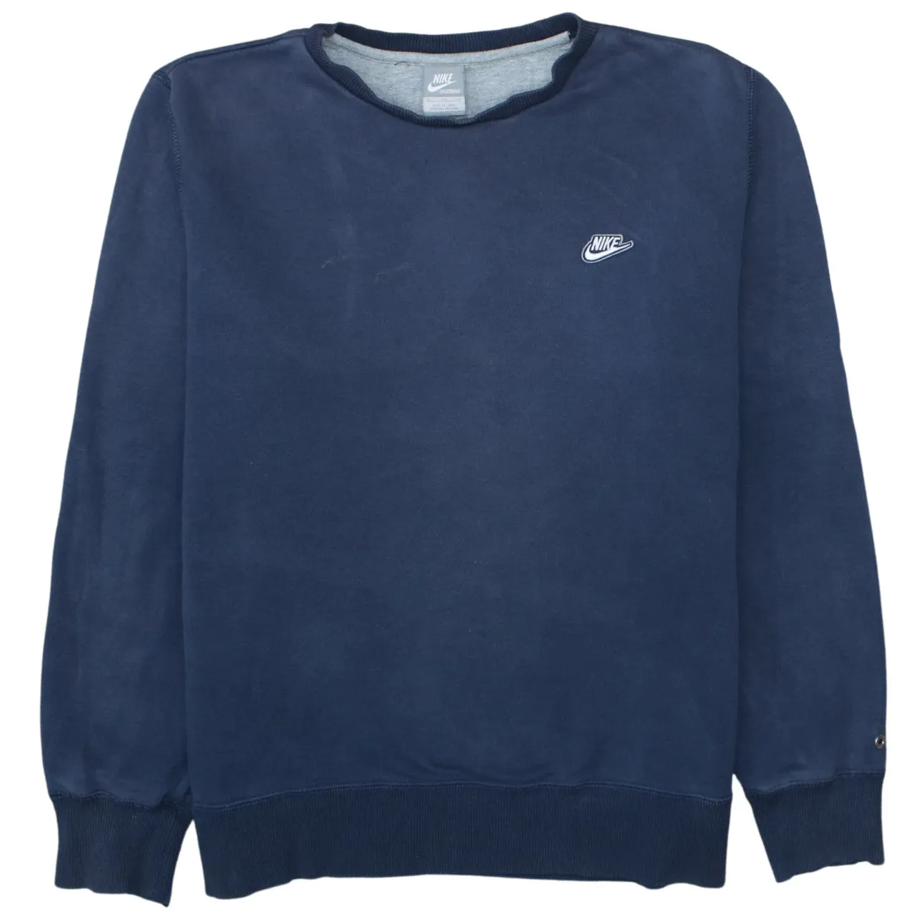 Nike Navy Blue Sweatshirt Men’s XLarge Embroidered Chest Logo Ribbed Cuffs Pullover Jumper sold by Vintage Club