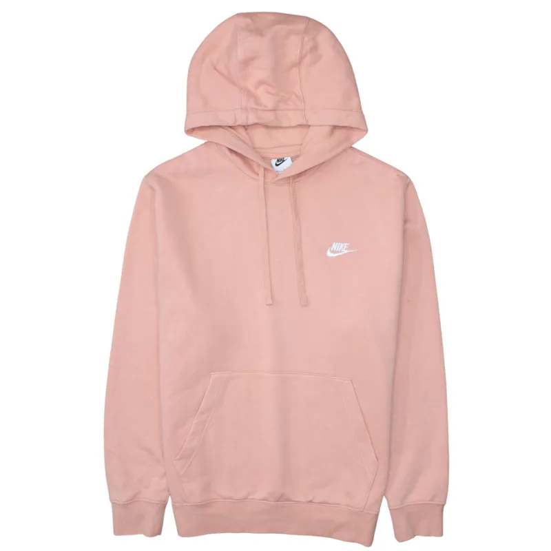 Nike Pink Pullover Hoodie Men’s Medium Embroidered Swoosh Logo Front Pocket Sweatshirt sold by Vintage Club