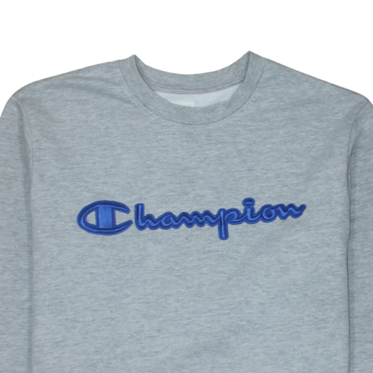 Champion Grey Sweatshirt Men's Large Embroidered Script Logo Crewneck Pullover Top sold by Vintage Club product image thumbnail 3