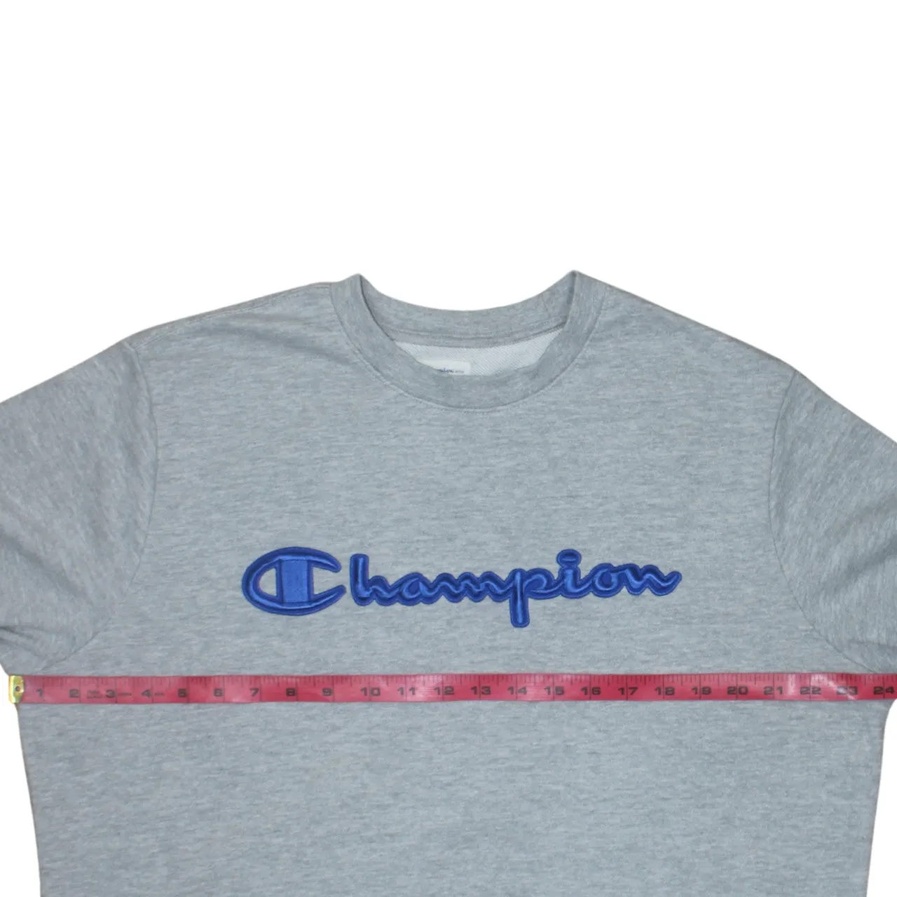 Champion Grey Sweatshirt Men's Large Embroidered Script Logo Crewneck Pullover Top sold by Vintage Club product image thumbnail 5