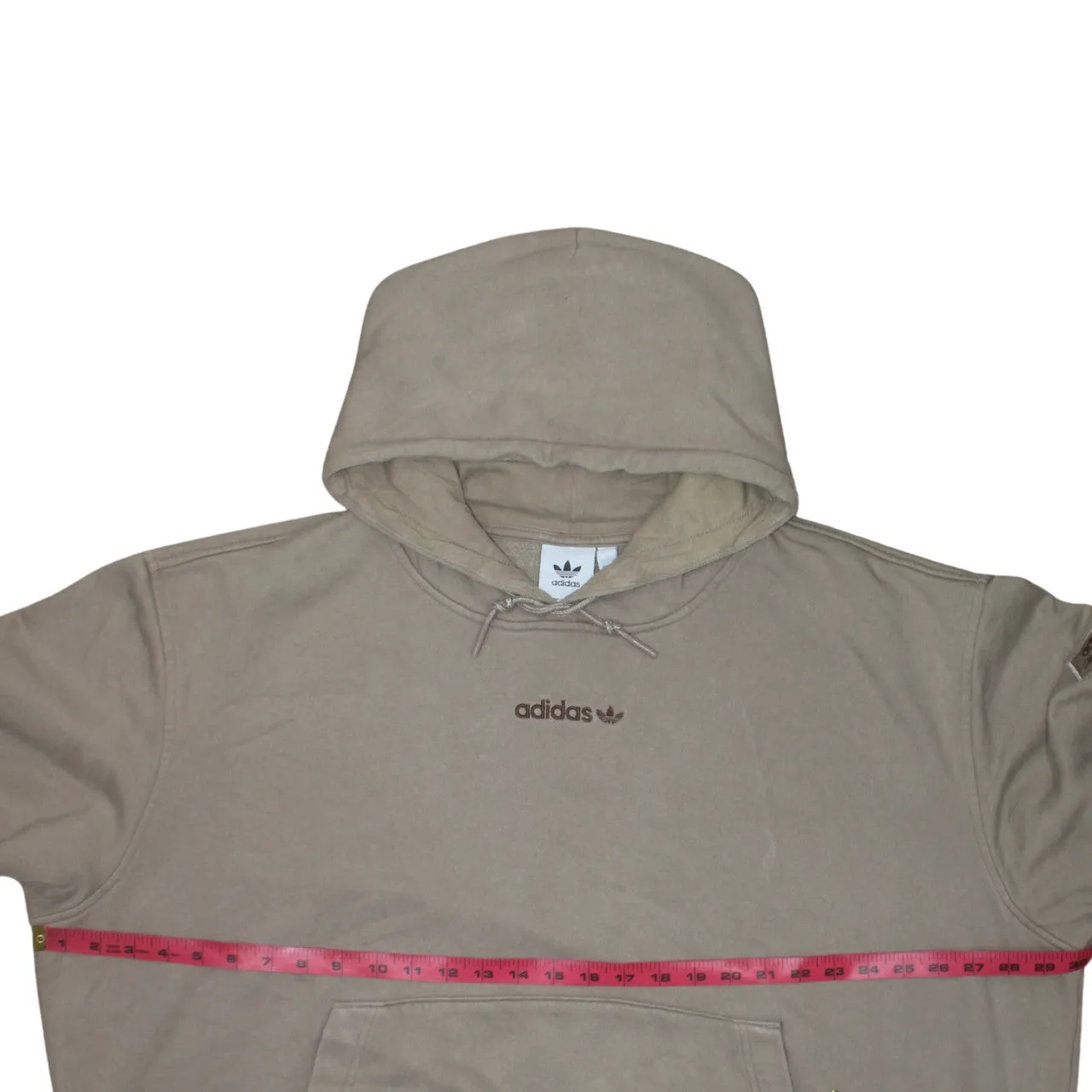 Adidas Beige Hoodie Men’s XXLarge Embroidered Trefoil Logo Front Pouch Fleece Pullover Sweatshirt sold by Vintage Club product image thumbnail 5