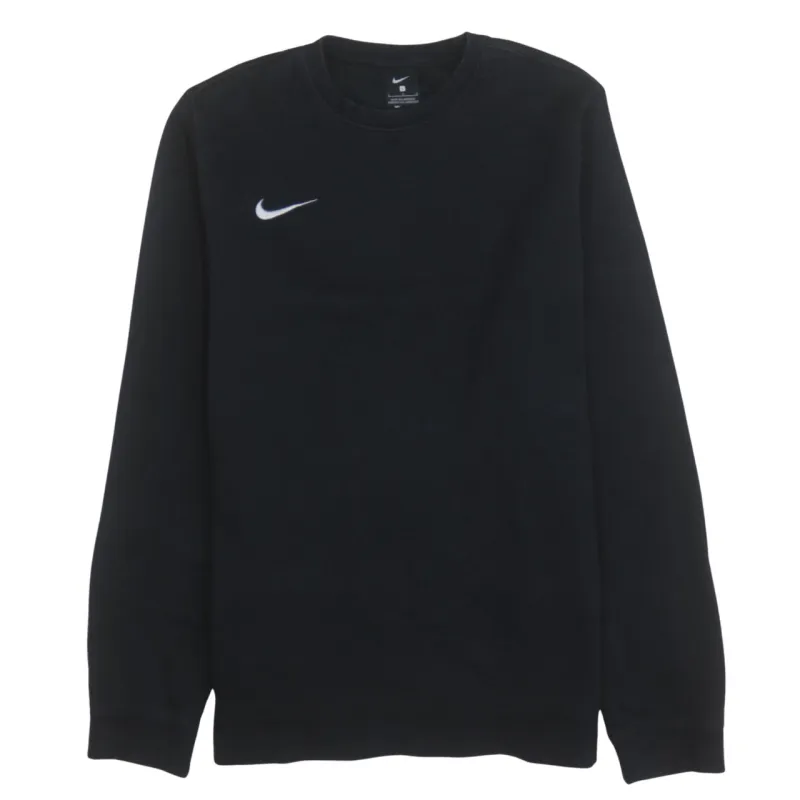 Nike Black Sweatshirt Women's Large Embroidered Swoosh Logo Crewneck Pullover Fleece Top made by Vintage Club