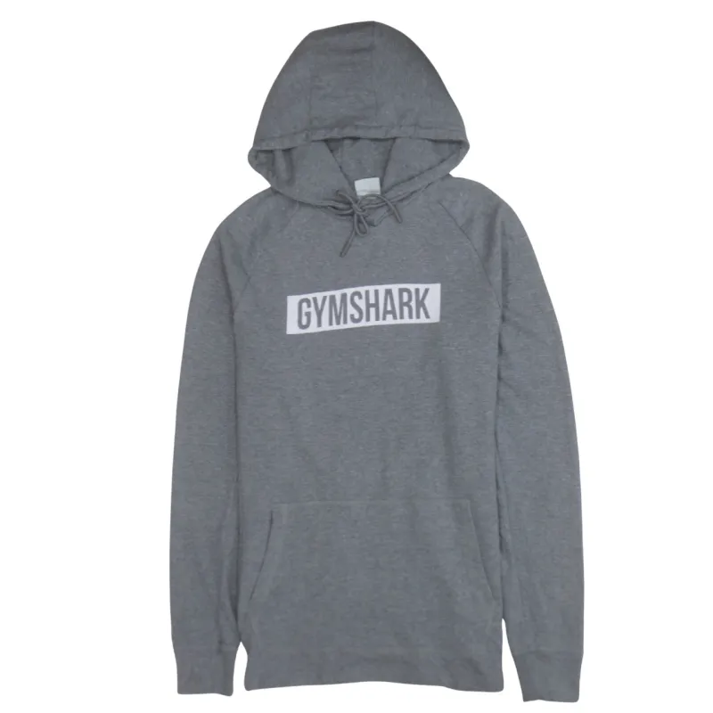 Gymshark Grey Hoodie Women's Medium Printed Box Logo Front Pocket Pullover Sweatshirt sold by Vintage Club