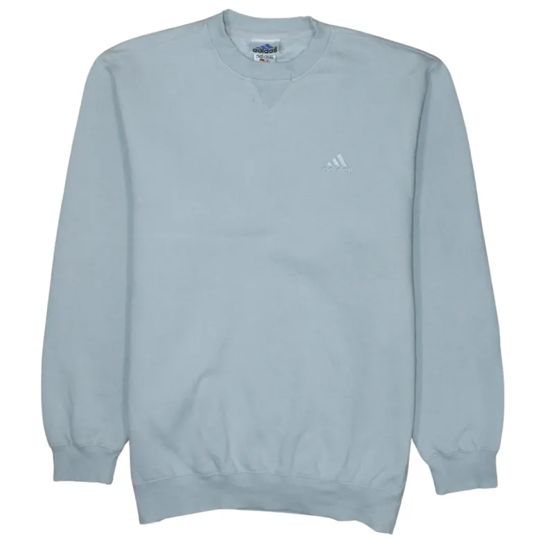 Adidas Light Grey Sweatshirt Men's Medium Embroidered Logo Crewneck Ribbed Cuffs Pullover sold by Vintage Club