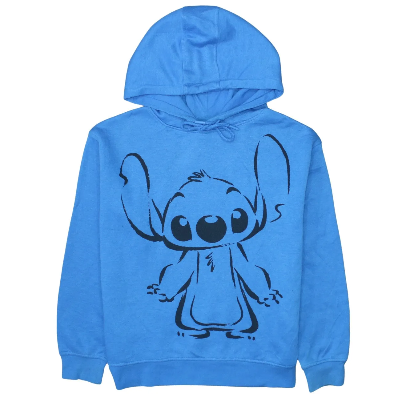 Disney Blue Hoodie Women’s Medium Printed Stitch Graphic Pullover Fleece Sweatshirt Top sold by Vintage Club