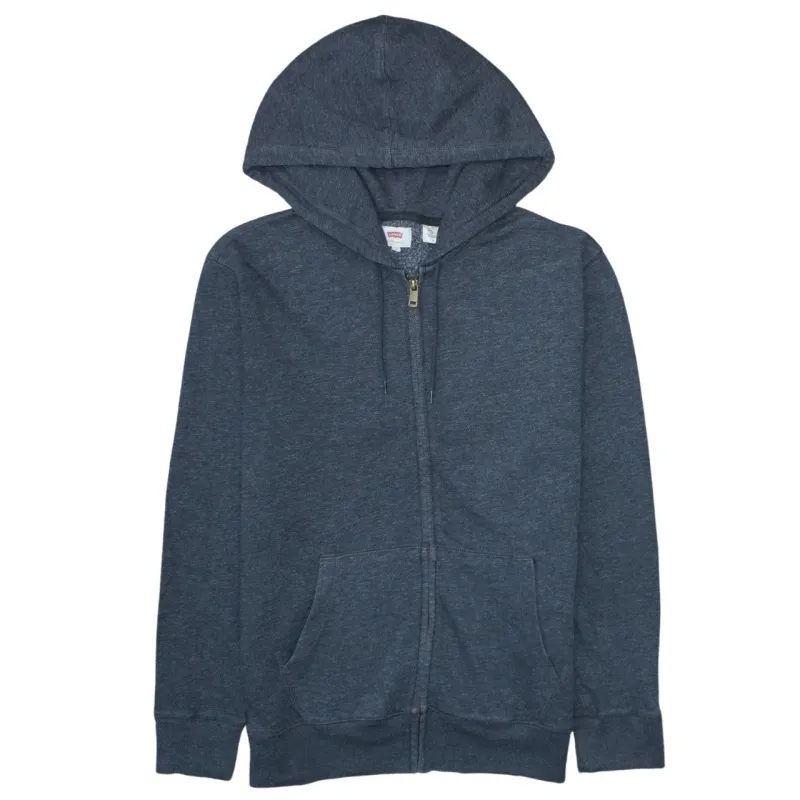 Levi's Dark Grey Zip Hoodie Men's Medium Drawstring Hood Split Pocket Fleece Sweatshirt made by Levi's