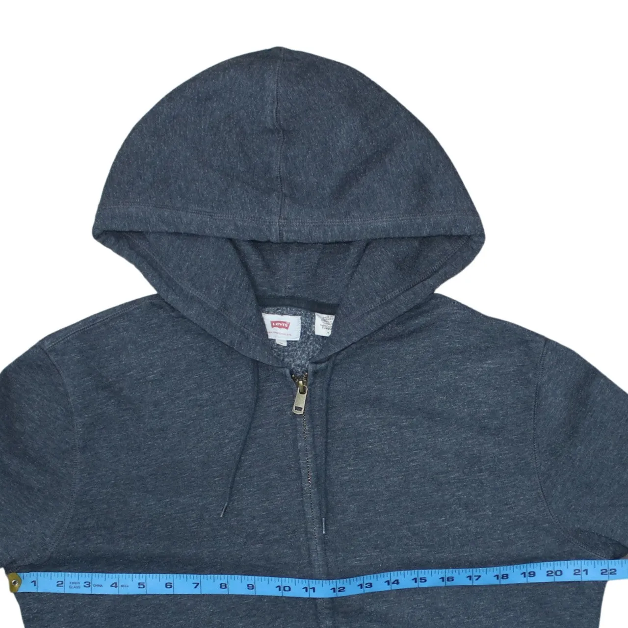 Levi's Dark Grey Zip Hoodie Men's Medium Drawstring Hood Split Pocket Fleece Sweatshirt sold by Vintage Club product image thumbnail 5