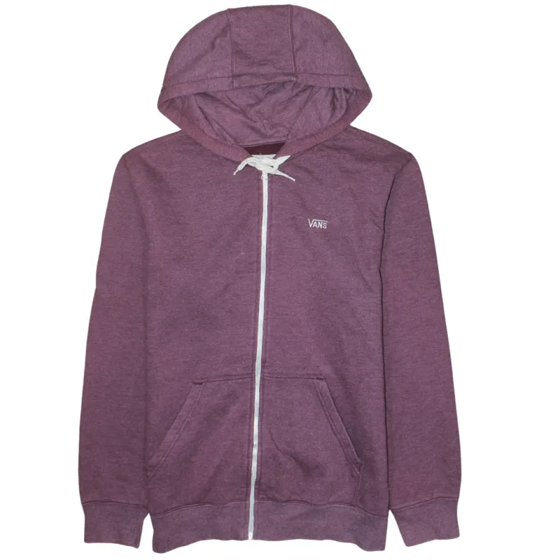 VANS Burgundy Red Hoodie Women’s Medium Zip Up Printed Chest Logo Casual Sweatshirt made by Vans