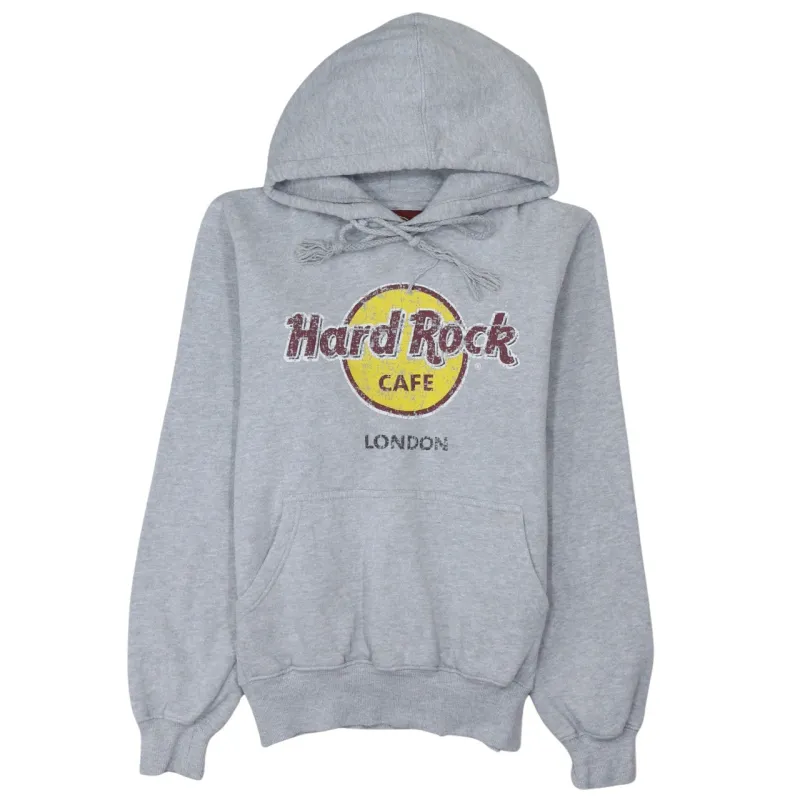 Hard Rock Cafe Grey Hoodie Women’s Small Printed London Logo Front Pocket Pullover Sweatshirt sold by Vintage Club