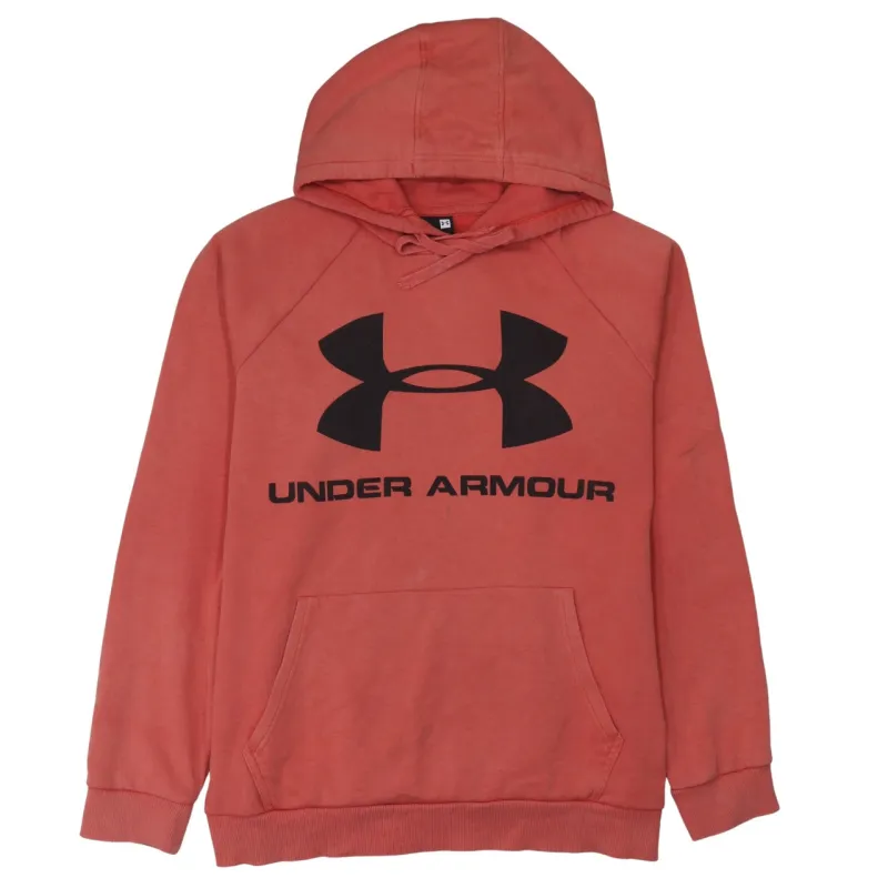 Under Armour Coral Orange Hoodie Women’s Large Printed Logo Front Pouch Pullover Sweatshirt made by Under Armour