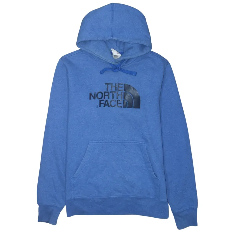 The North Face Blue Hoodie Men's Small Printed Logo Front Pouch Fleece Pullover Sweatshirt sold by Vintage Club