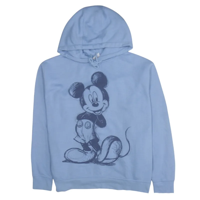 Disney Blue Hoodie Women's Medium Mickey Mouse Printed Graphic Fleece Pullover Sweatshirt sold by Vintage Club