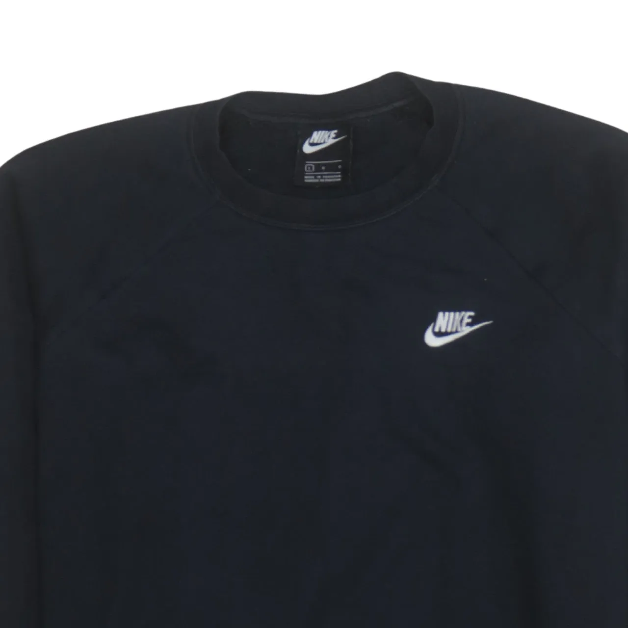 Nike Black Sweatshirt Men's Large Embroidered Swoosh Logo Crewneck Pullover Fleece Top sold by Vintage Club product image thumbnail 3