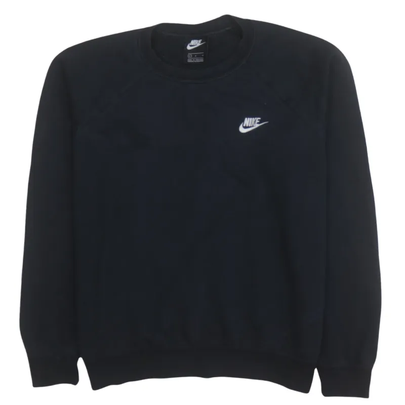 Nike Black Sweatshirt Men's Large Embroidered Swoosh Logo Crewneck Pullover Fleece Top sold by Vintage Club