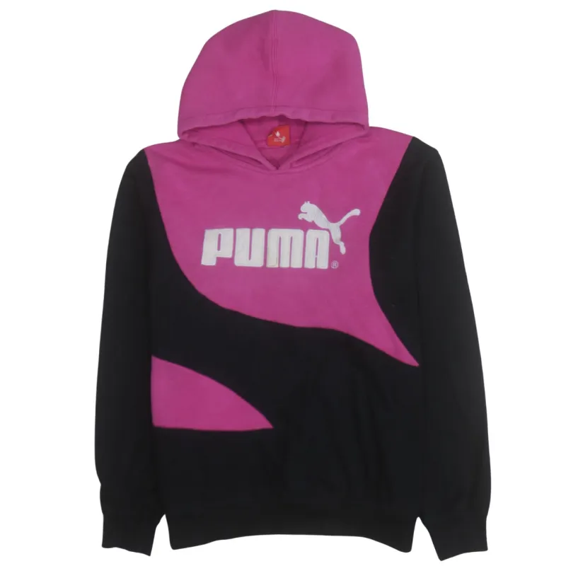 Puma Pink Black Hoodie Men’s Small Big Printed Logo Colour Block Pullover Sweatshirt sold by Vintage Club