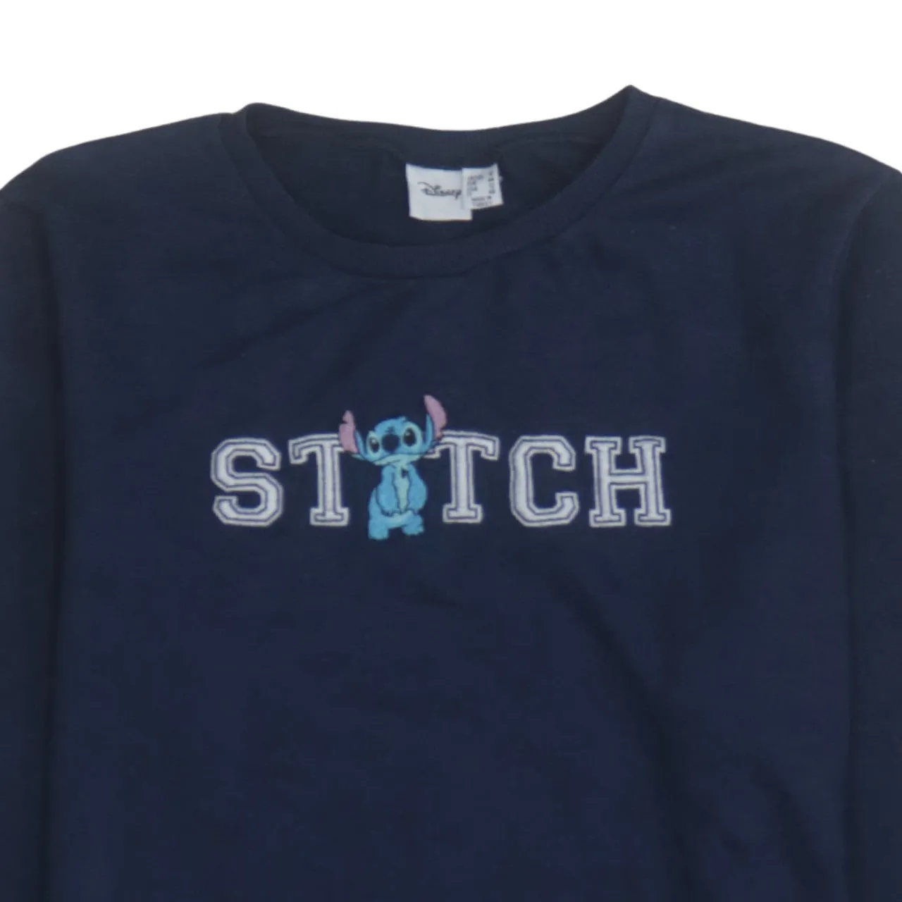 Disney Navy Blue Sweatshirt Women’s UK 16 Embroidered Stitch Logo Fleece Pullover Top sold by Vintage Club product image thumbnail 3