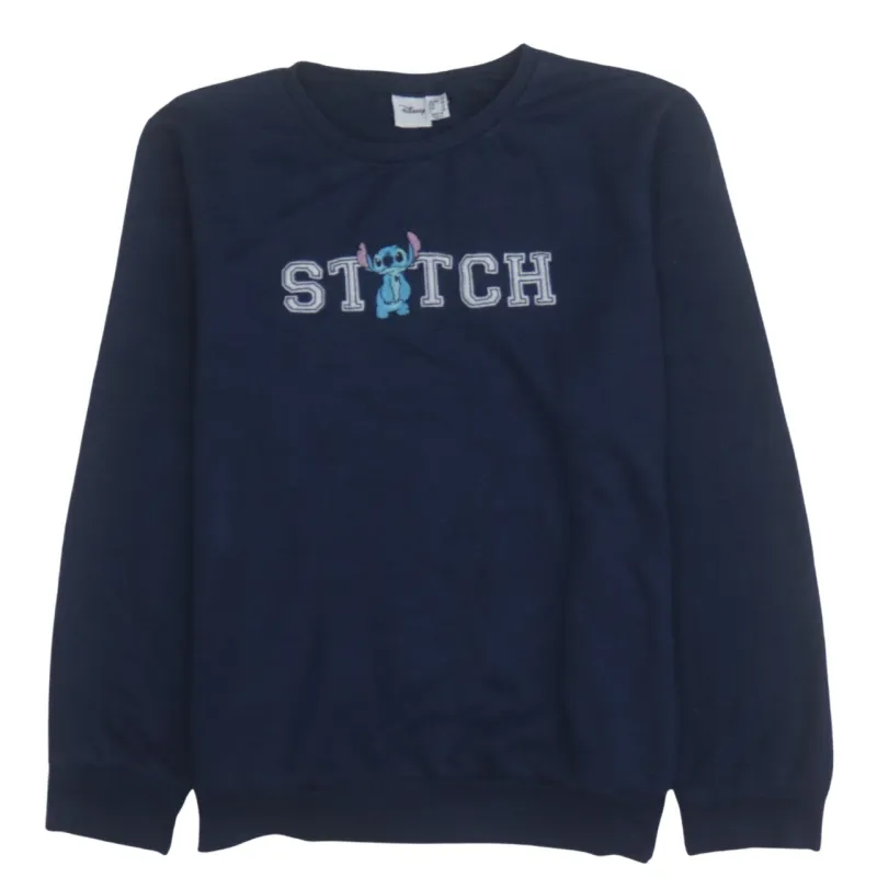 Disney Navy Blue Sweatshirt Women’s UK 16 Embroidered Stitch Logo Fleece Pullover Top sold by Vintage Club