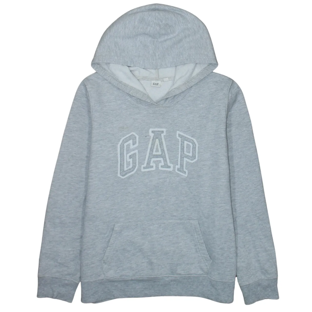 Gap Light Grey Hoodie Women's Large Embroidered Logo Front Pouch Pullover Sweatshirt sold by Vintage Club