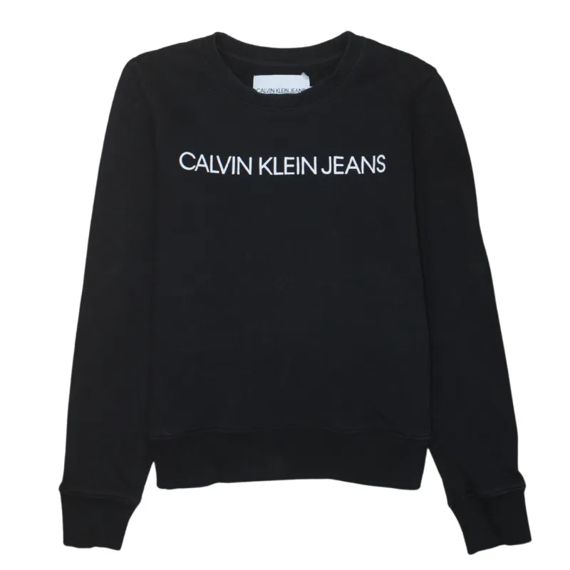 Calvin Klein Black Sweatshirt Men's XSmall Printed Logo Crewneck Pullover Fleece Top sold by Vintage Club