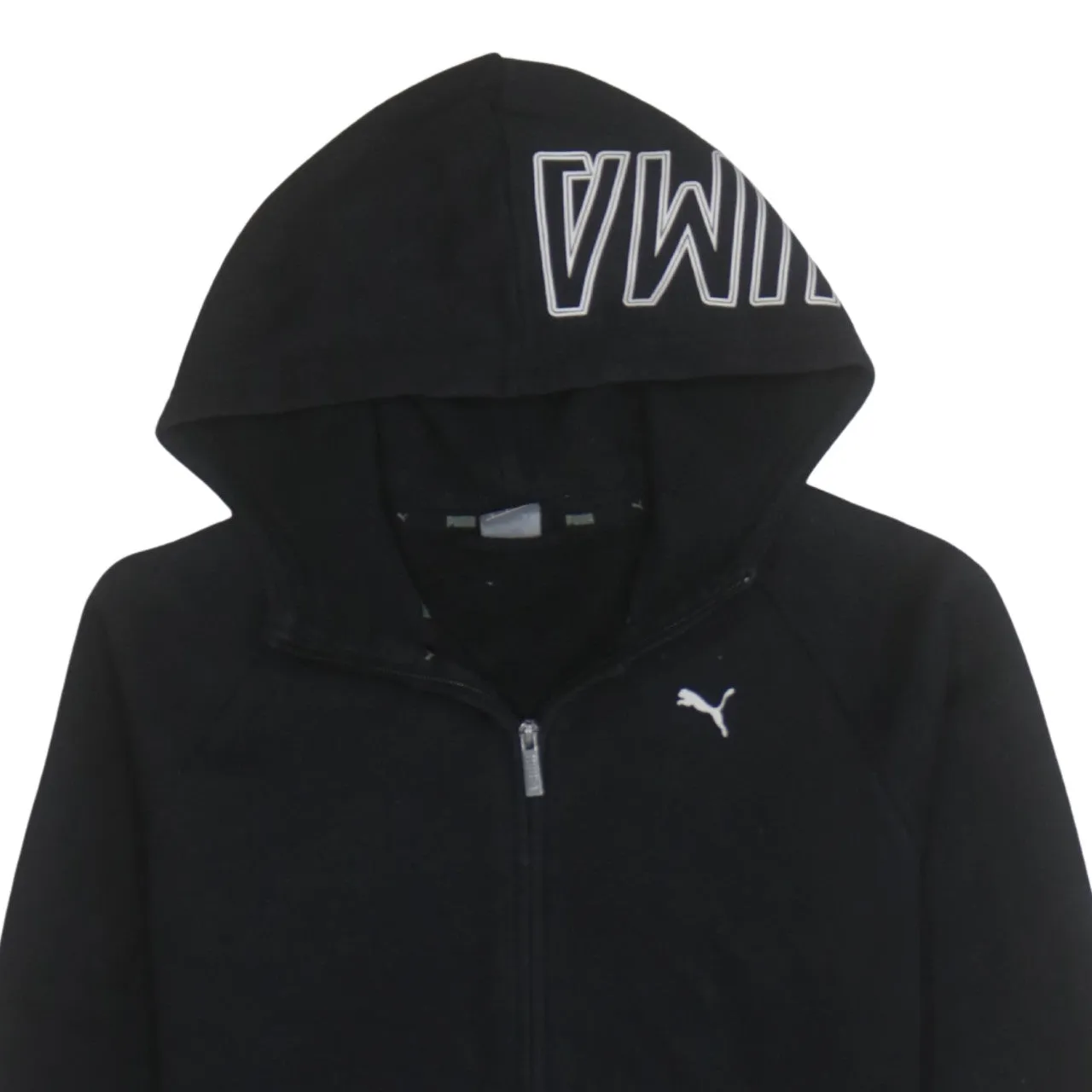Puma Black Full Zip Hoodie Women’s Small Embroidered Logo Printed Hood Casual Top sold by Vintage Club product image thumbnail 3