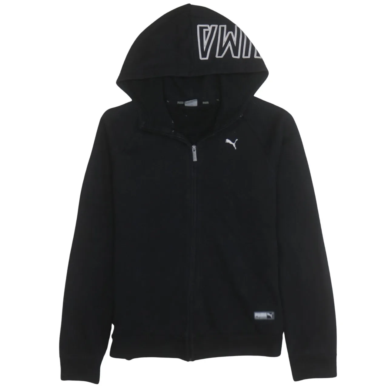 Puma Black Full Zip Hoodie Women’s Small Embroidered Logo Printed Hood Casual Top sold by Vintage Club