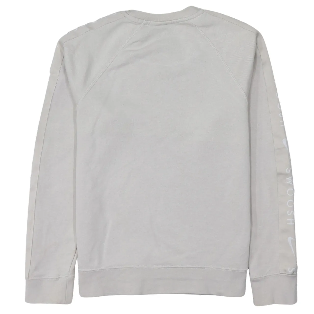 Nike Beige Cream Sweatshirt Men's Large Embroidered Swoosh Logo Sleeve Print Pullover Top sold by Vintage Club product image thumbnail 2