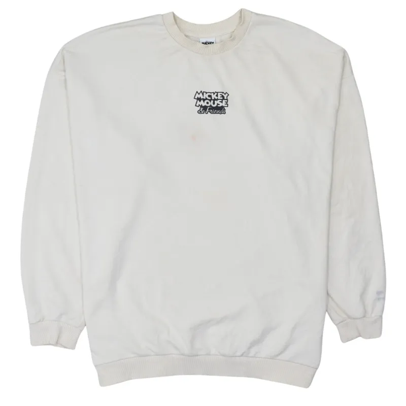 Disney Cream Sweatshirt Women's Medium Printed Mickey Mouse Pluto Graphic Pullover Top sold by Vintage Club