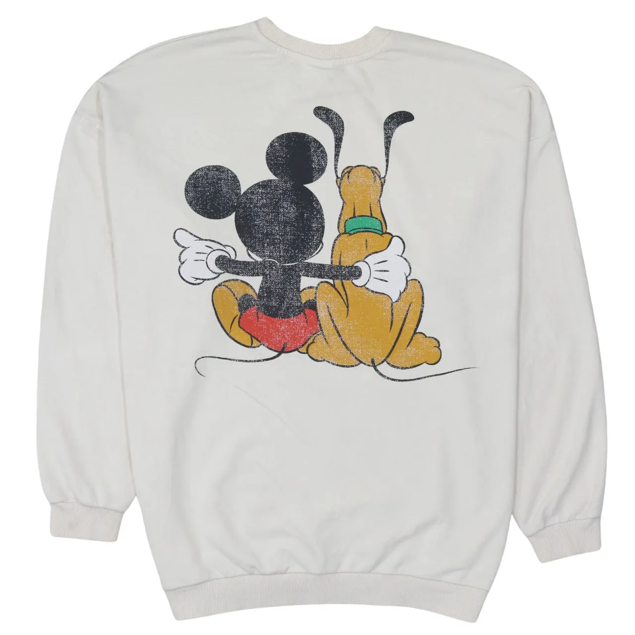 Disney Cream Sweatshirt Women's Medium Printed Mickey Mouse Pluto Graphic Pullover Top sold by Vintage Club product image thumbnail 2