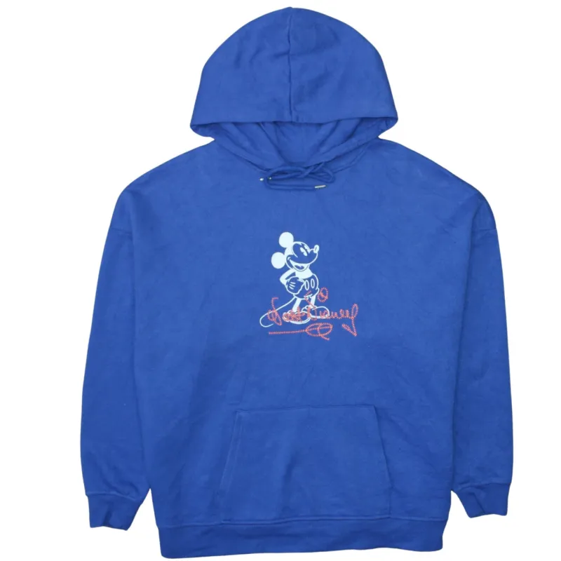 Disney Blue Hoodie Women’s Small Mickey Mouse Printed Graphic Pullover Sweatshirt sold by Vintage Club