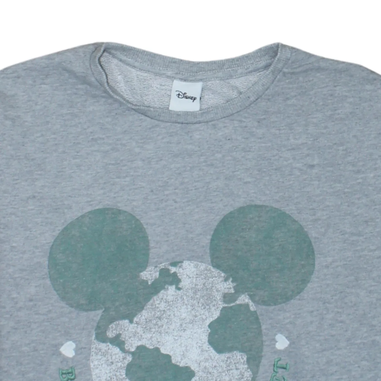 Disney Grey Sweatshirt Women’s Large Printed Mickey Earth Graphic Slogan Crewneck Pullover sold by Vintage Club product image thumbnail 3