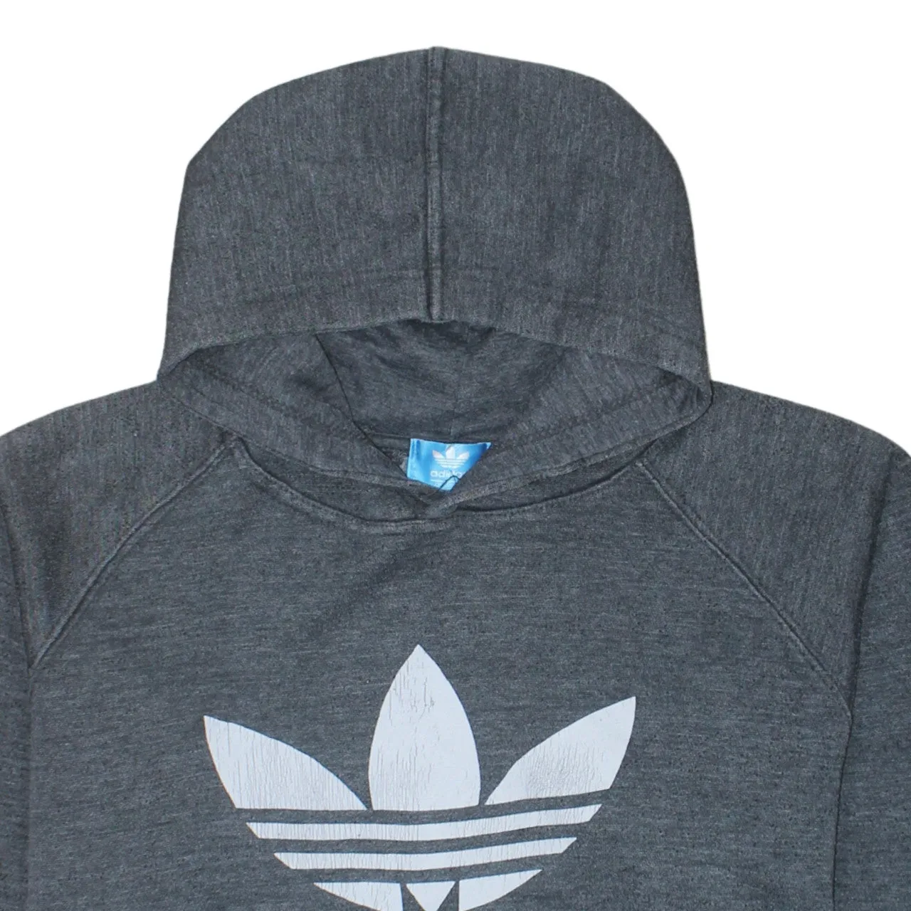 Adidas Dark Grey Hoodie Men's Medium Printed Trefoil Logo Front Pocket Pullover Sweatshirt sold by Vintage Club product image thumbnail 3