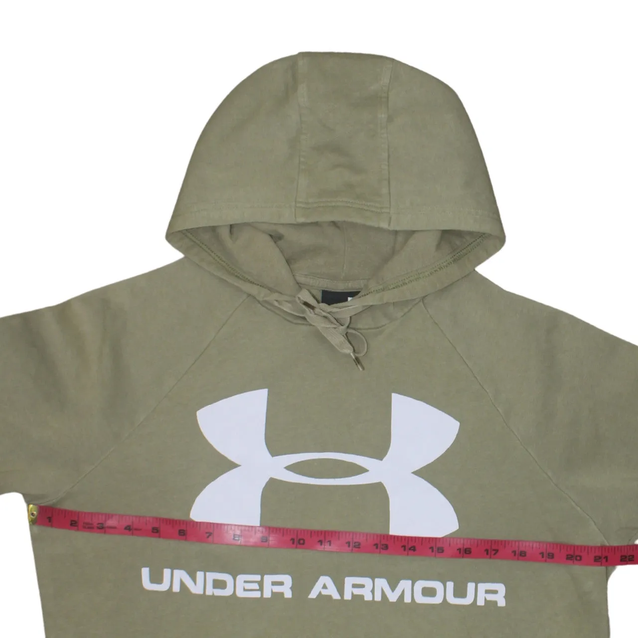 Under Armour Khaki Green Hoodie Men's Medium Printed Logo Front Pouch Pullover Sweatshirt sold by Vintage Club product image thumbnail 5
